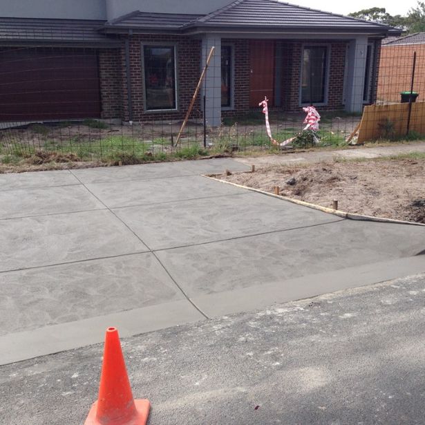 Concreted driveway in the process of drying