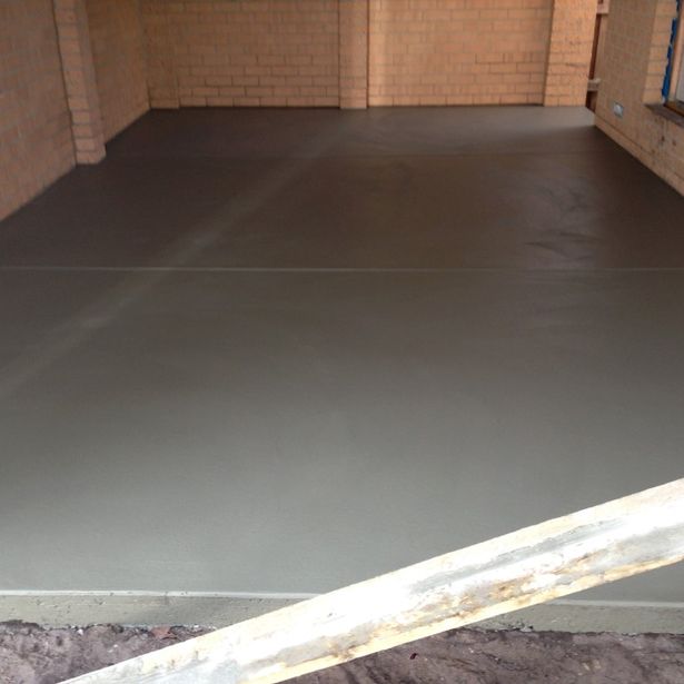 Concrete parking lot in the process of drying